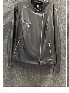 NWT! Lane Bryant Black Leather Look SOFT Asymmetrical Zip Moto Jacket